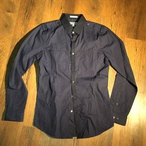 Black and Blue Dots Dress Shirt